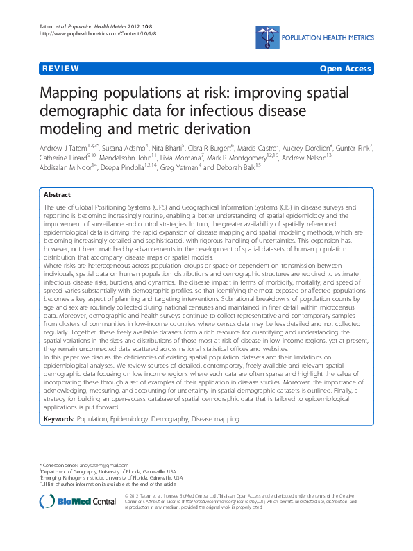 (PDF) Mapping populations at risk: improving spatial demographic data ...