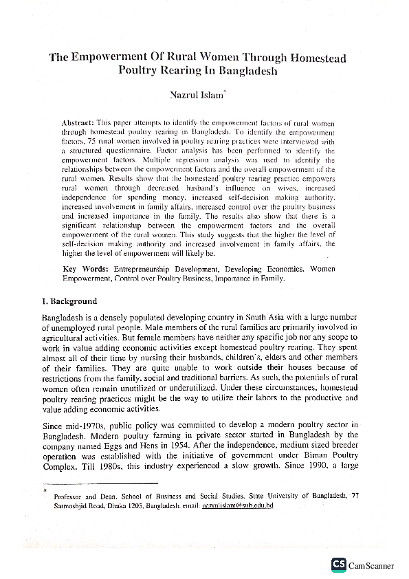(PDF) The Empowerment of Rural Women through Homestead Poultry Rearing ...
