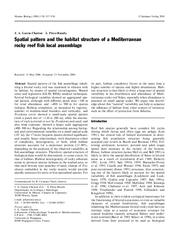 (PDF) Spatial pattern and the habitat structure of a Mediterranean ...