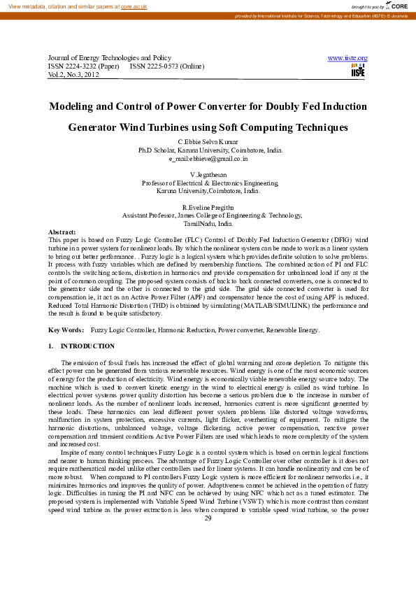 (PDF) Modeling and Control of Power Converter for Doubly Fed Induction ...