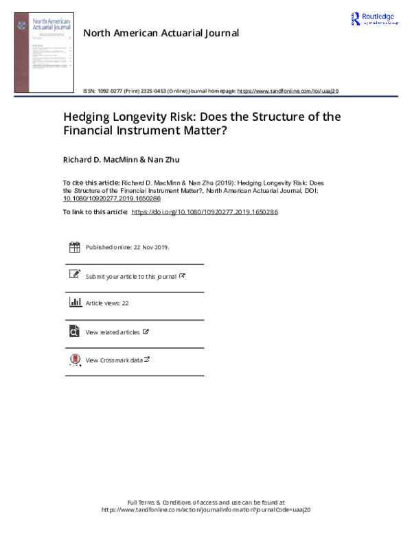 (PDF) Hedging Longevity Risk: Does the Structure of the Financial ...
