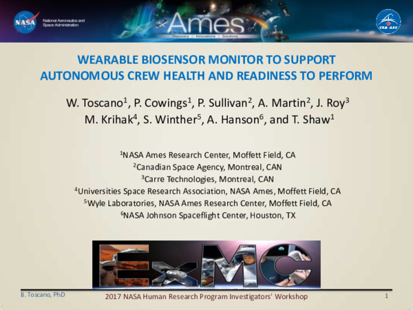 (PDF) Wearable Biosensor Monitor to Support Autonomous Crew Health and ...