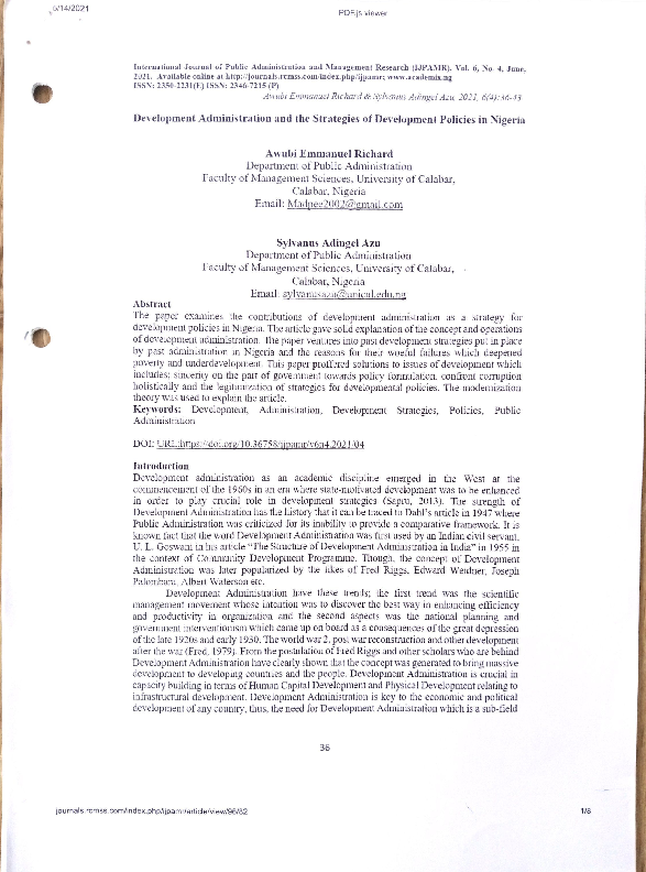 (PDF) Development Administration and the Strategies of Development ...