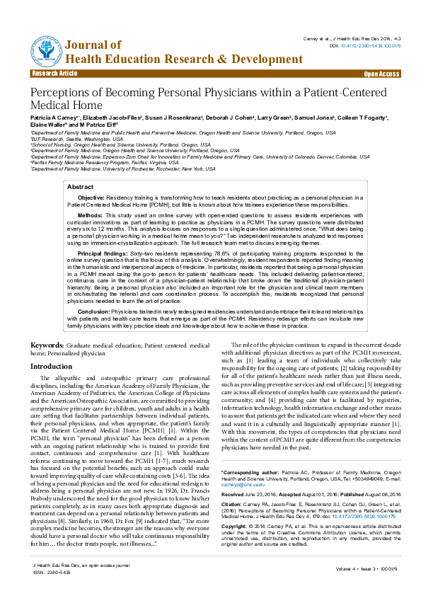(PDF) Perceptions of Becoming Personal Physicians within a Patient ...