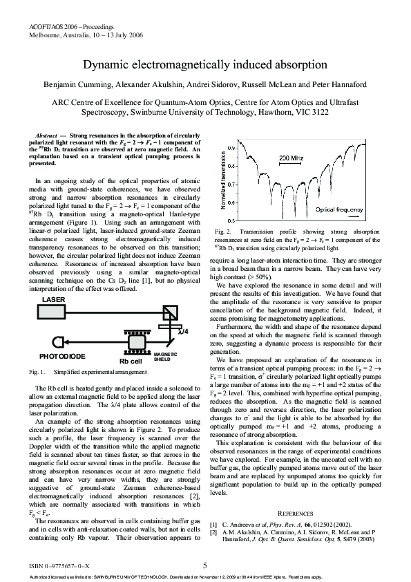 (PDF) Dynamic electromagnetically induced absorption
