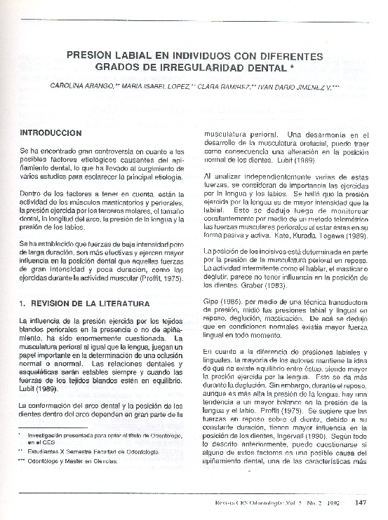 (PDF) Presion Labial en Individuos Con Diferentes Grados De ...