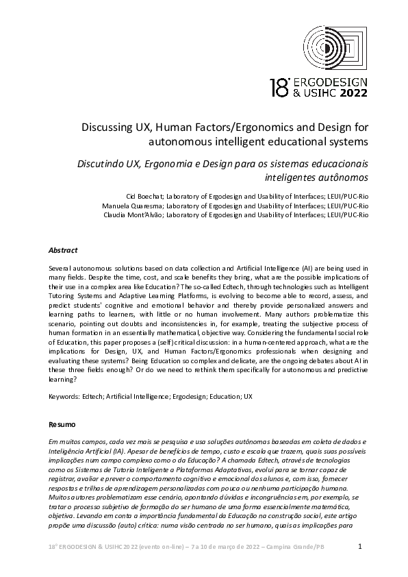 (PDF) Discussing UX, Human Factors/Ergonomics and Design for autonomous ...