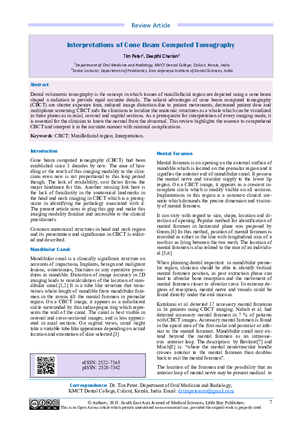 (PDF) Interpretations of Cone Beam Computed Tomography