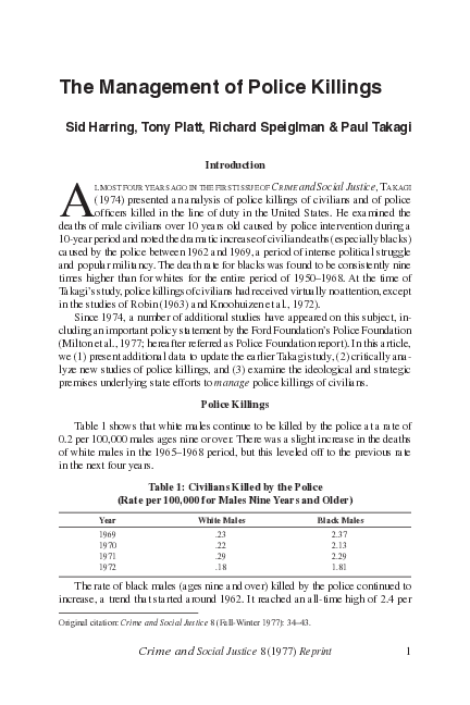 (PDF) The Management of Police Killings