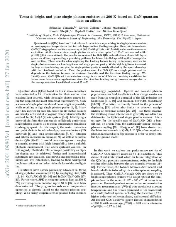 (PDF) Towards bright and pure single photon emitters at 300 K based on ...