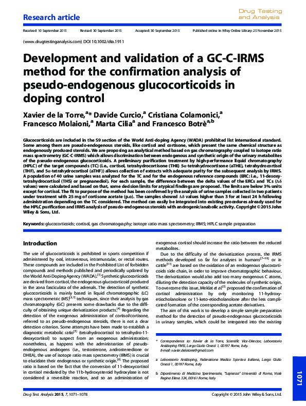(PDF) Development and validation of a GC-C-IRMS method for the ...