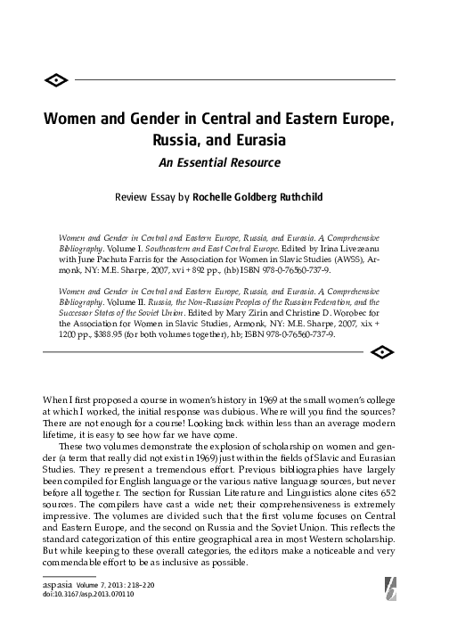 (PDF) Women and Gender in Central and Eastern Europe, Russia, and Eurasia