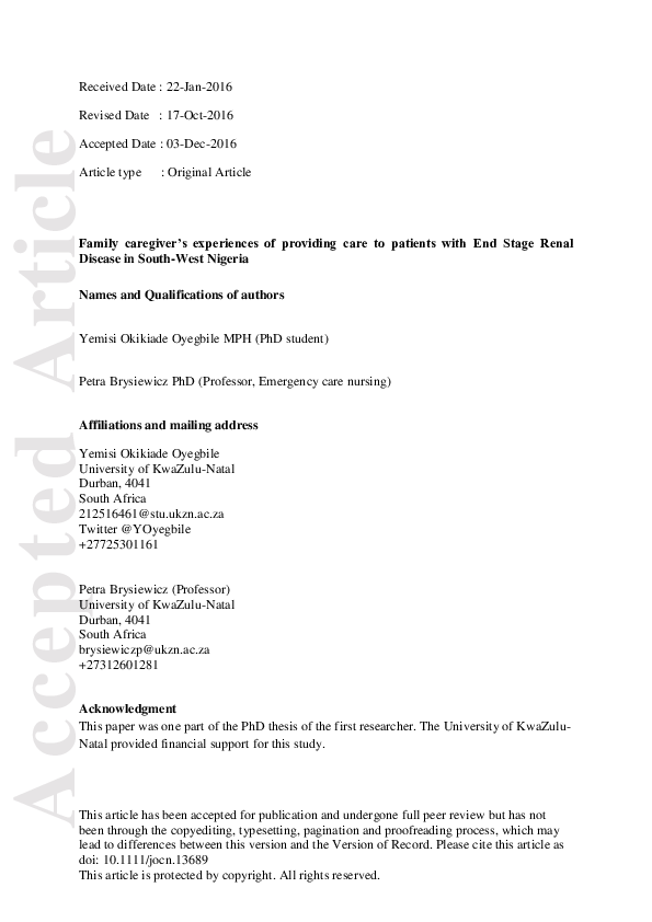 (PDF) Family caregivers' experiences of providing care for older family ...