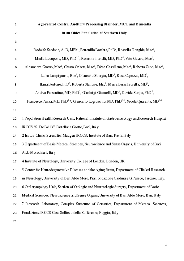 (PDF) Age-Related Central Auditory Processing Disorder, MCI, and ...