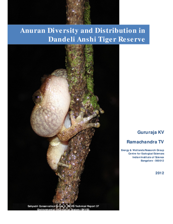 (PDF) Anuran Diversity and Distribution in Dandeli Anshi Tiger Reserve