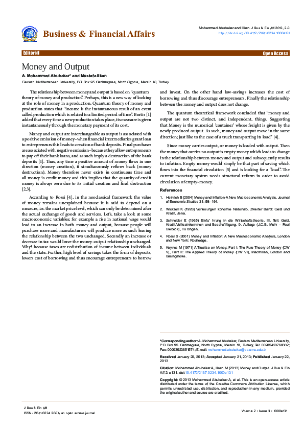 (PDF) Money and Output