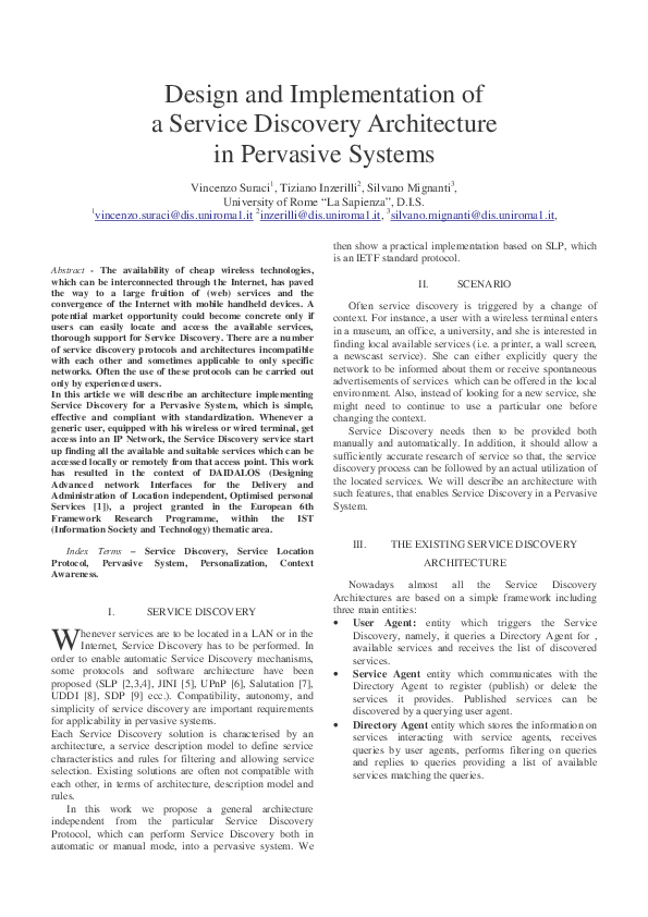 (PDF) Design and Implementation of a Service Discovery Architecture in ...