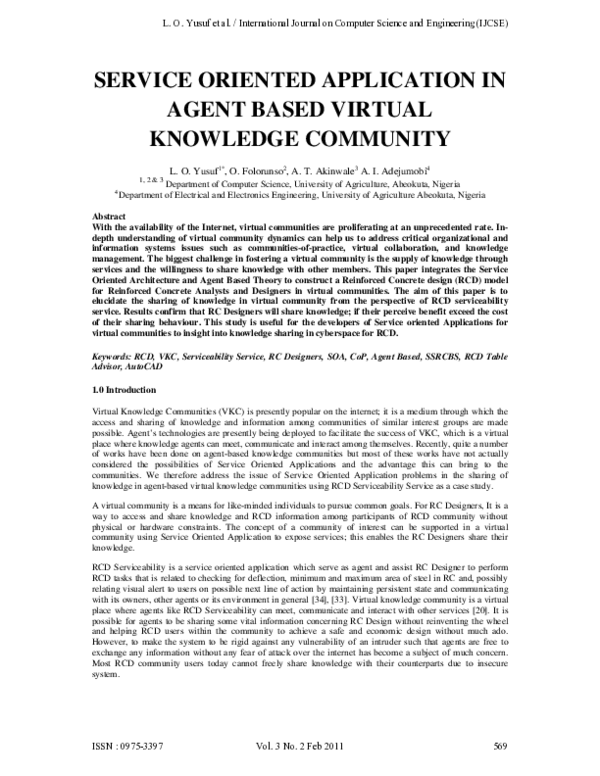 (PDF) Service Oriented Application in Agent Based Virtual Knowledge ...