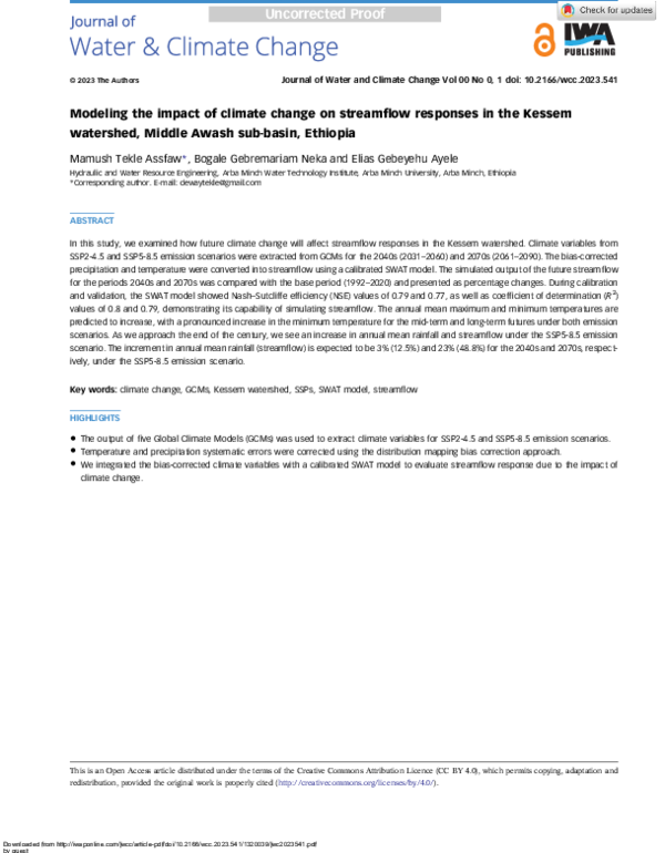 (PDF) Modeling the impact of climate change on streamflow responses in ...