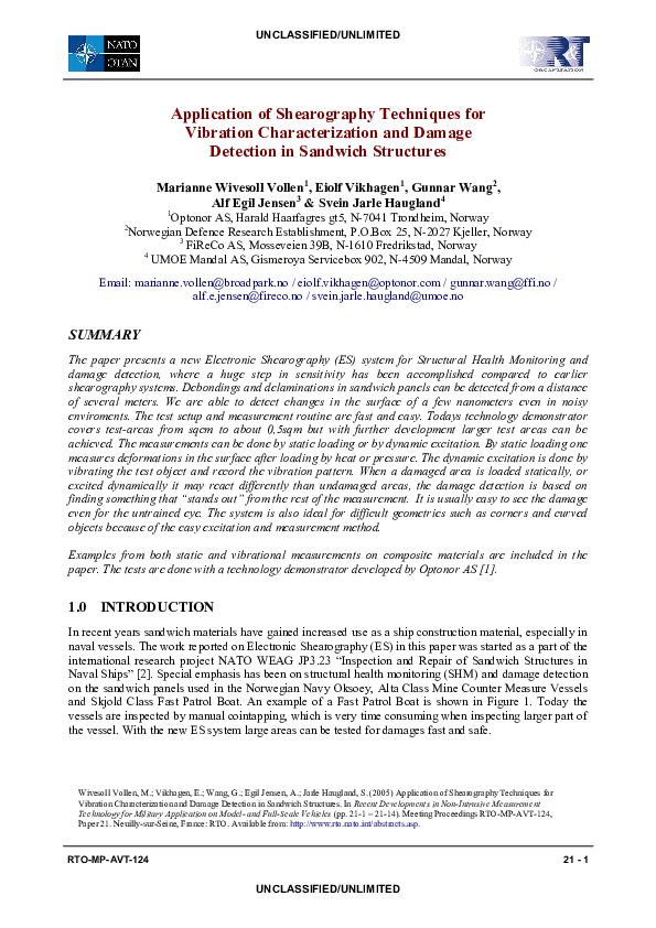 (PDF) Application of Shearography Techniques for Vibration ...