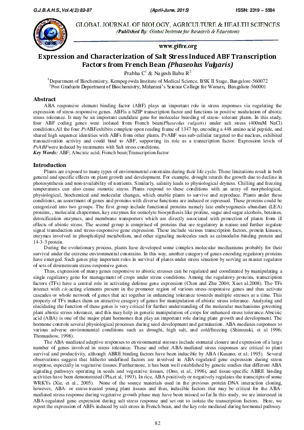 (PDF) Expression and Characterization of Salt Stress Induced ABF ...