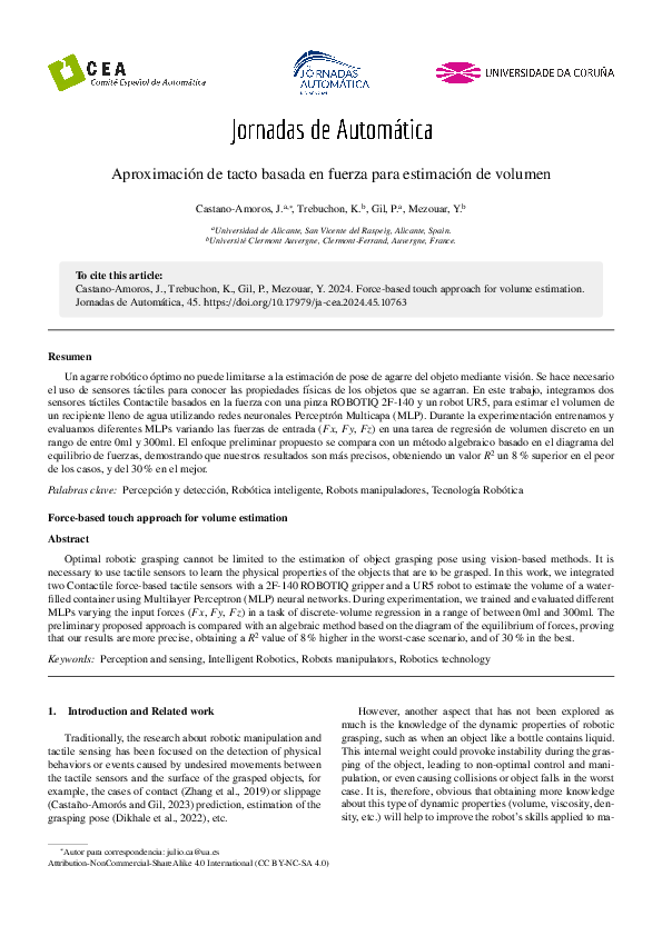 (PDF) Force-based touch approach for volume estimation