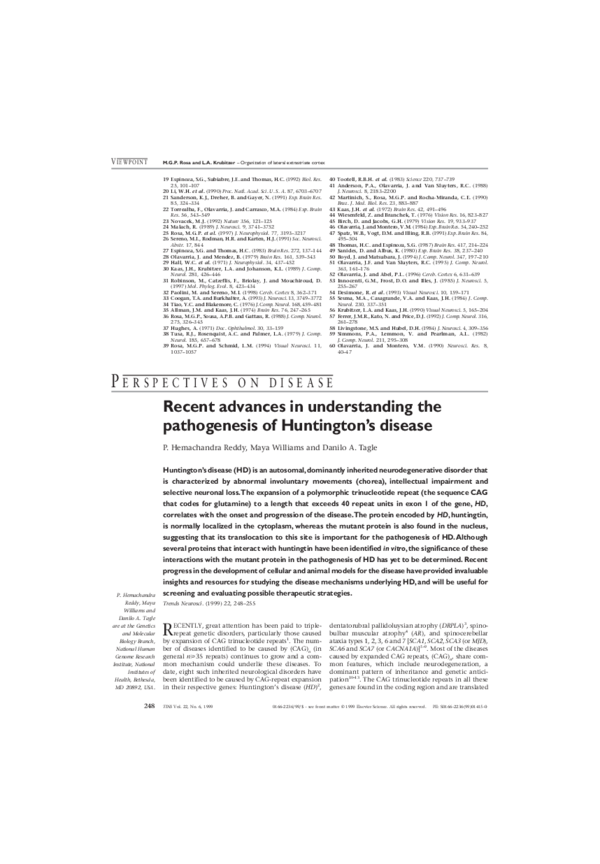 (PDF) Recent advances in understanding the pathogenesis of Huntington's ...