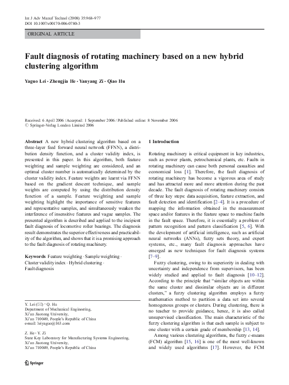(PDF) Fault diagnosis of rotating machinery based on a new hybrid ...