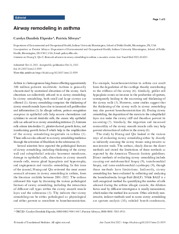 (PDF) Airway remodeling in asthma