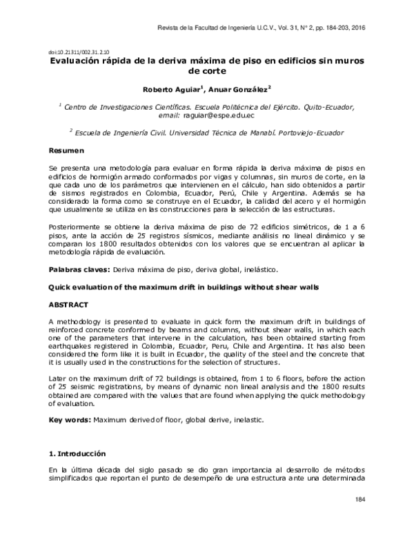(PDF) Quick evaluation of the maximum drift in buildings without shear ...