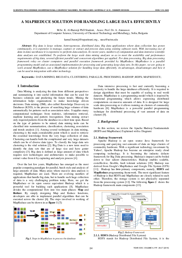 (PDF) A Mapreduce Solution for Handling Large Data Efficiently