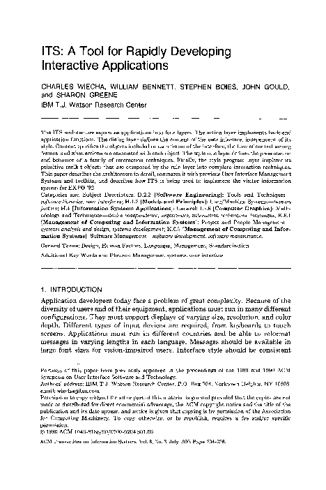 (PDF) ITS: a tool for rapidly developing interactive applications