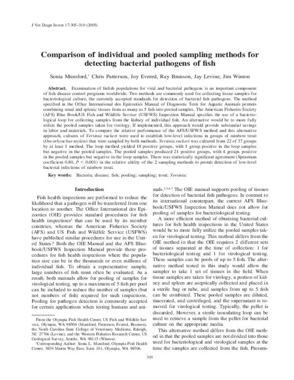 (PDF) Comparison of Individual and Pooled Sampling Methods for ...
