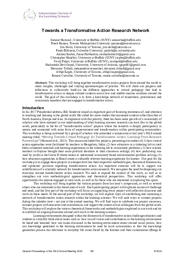 (PDF) Towards a Transformative Action Research Network