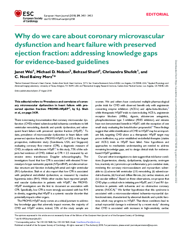 (PDF) Why do we care about coronary microvascular dysfunction and heart ...