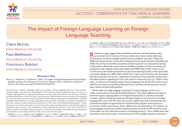 (PDF) The Impact of Foreign Language Learning on Foreign Language Teaching