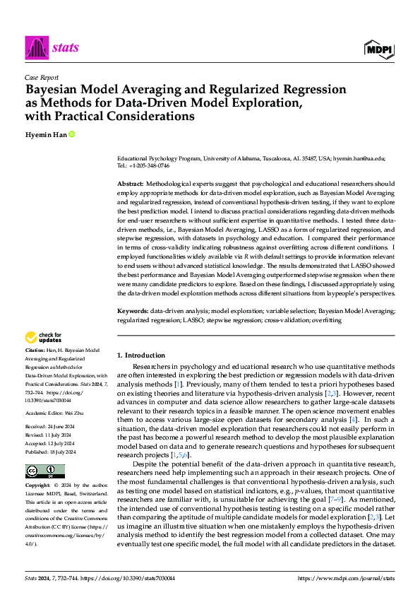 (PDF) Bayesian Model Averaging and Regularized Regression as Methods ...