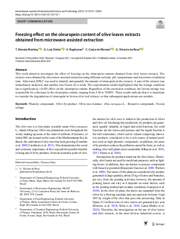 (PDF) Freezing effect on the oleuropein content of olive leaves ...