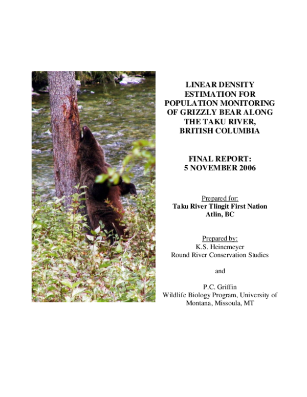(PDF) Linear Density Estimation for Population Monitoring of Grizzly ...