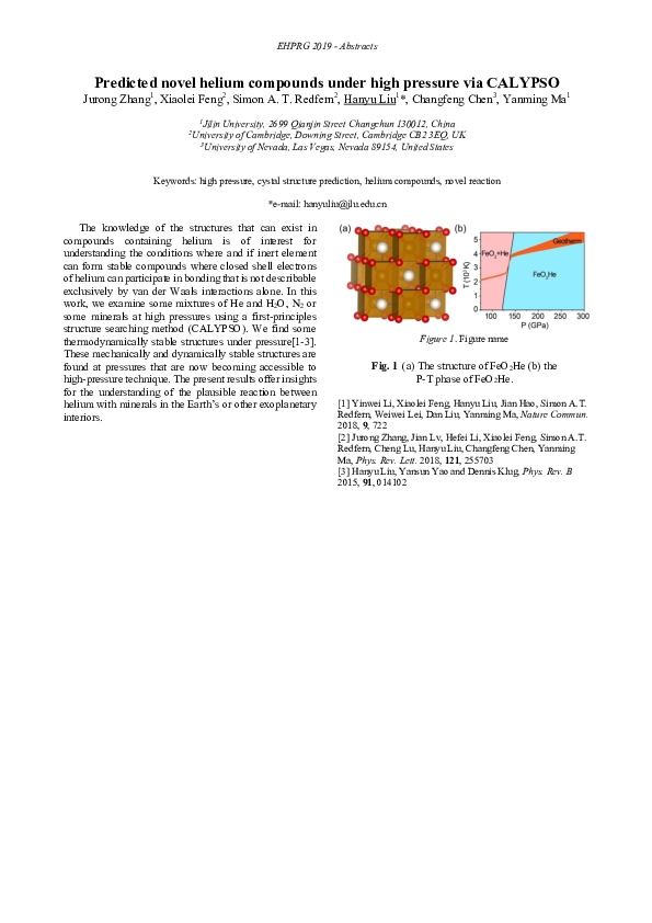 (PDF) Predicted novel helium compounds under high pressure via CALYPSO