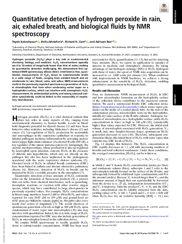 (PDF) Quantitative detection of hydrogen peroxide in rain, air, exhaled ...