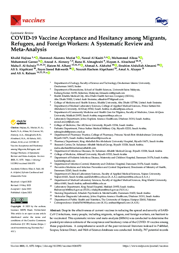 (PDF) COVID-19 Vaccine Acceptance and Hesitancy among Migrants ...