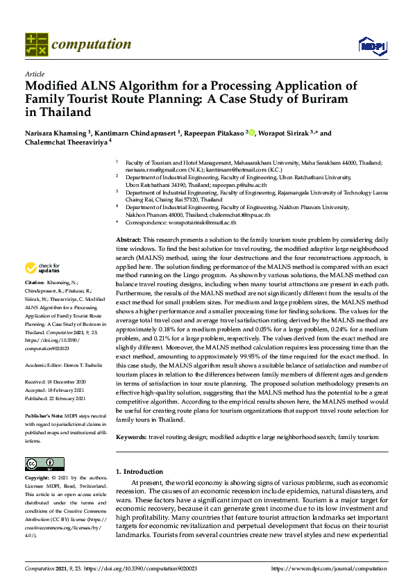(PDF) Modified ALNS Algorithm for a Processing Application of Family ...