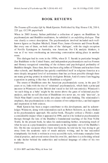 (PDF) The Trauma of Everyday Life by Mark Epstein. Published by Hay ...