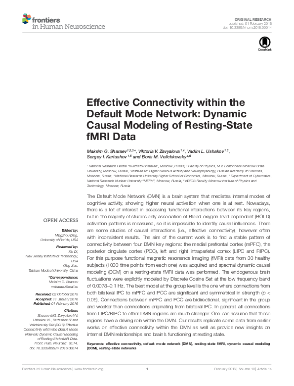 (PDF) Effective Connectivity within the Default Mode Network: Dynamic ...