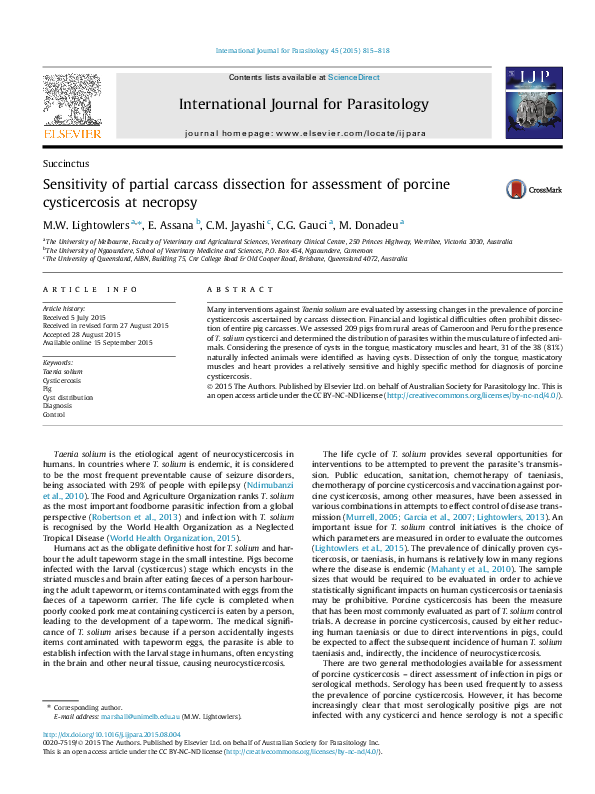 (PDF) Sensitivity of partial carcass dissection for assessment of ...