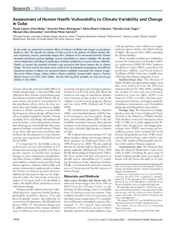 (PDF) Assessment of human health vulnerability to climate variability ...