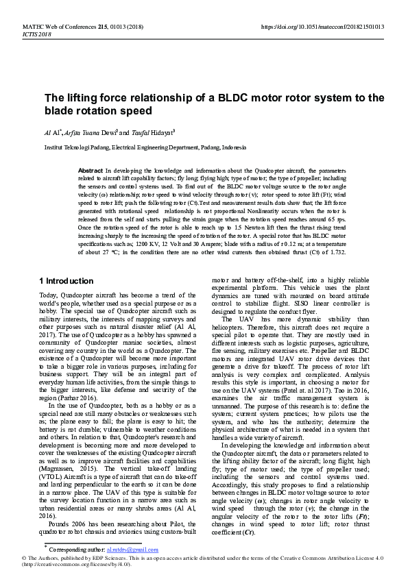 (PDF) The lifting force relationship of a BLDC motor rotor system to ...