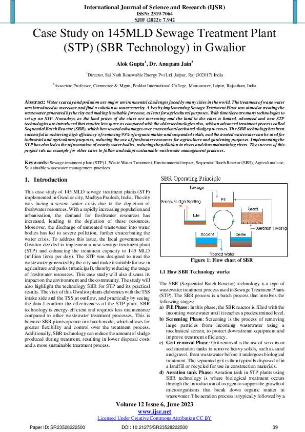 (PDF) Case Study on 145MLD Sewage Treatment Plant (STP) (SBR Technology ...
