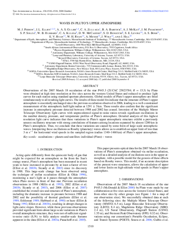 (PDF) Waves in Pluto's Upper Atmosphere